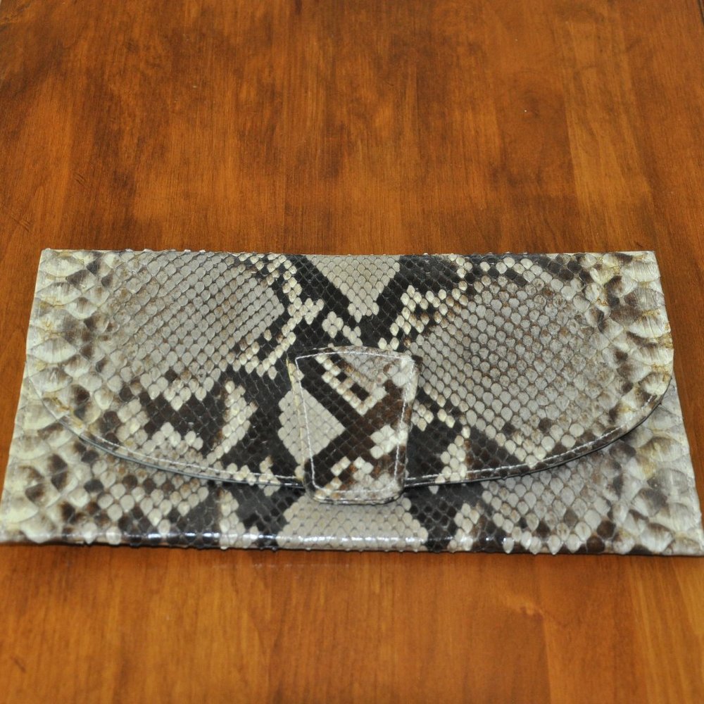 Vintage Authentic Real Snake Skin Envolope Clutch Purse, No Seams
